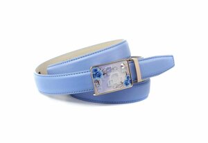 Anthoni Crown Ledergürtel in hellblau mit Sommerfeeling und Ton in Ton Steppung