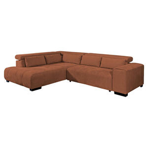 Livetastic Eckschlafsofa, Cognac, Textil, Buche, massiv, Uni, 4-Sitzer, Füllung: Silikon, Schaumstoffflocken, 309x230 cm, Stoffauswahl, Bettfunktion erhältlich, Rücken echt, Armteil links, Wohnzim