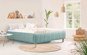 Andas Polsterbett Tarje, in 5 Breiten, auch in Überlänge 220 cm, incl. Roll-Lattenrost, Blau