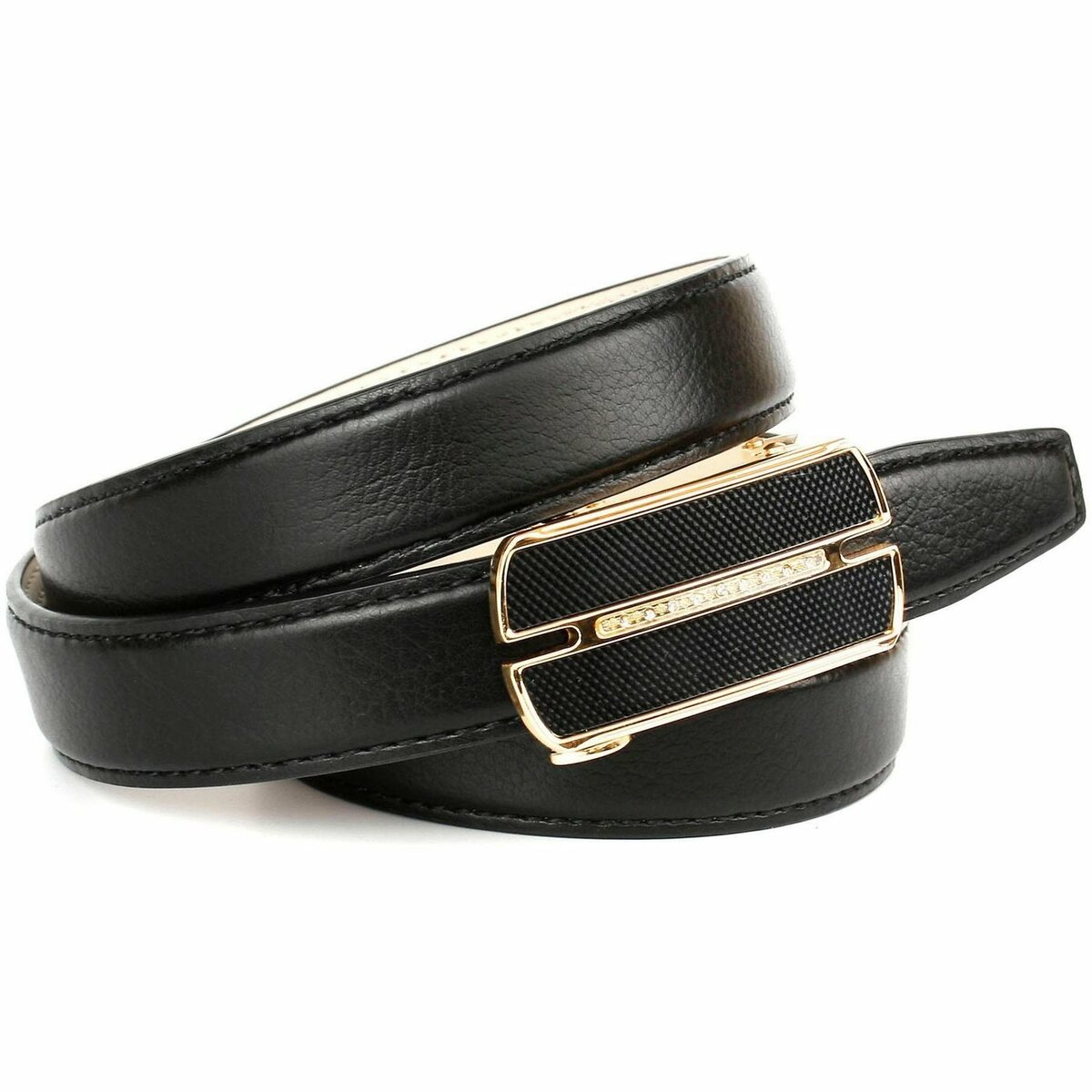 Bild 1 von Anthoni Crown Ledergürtel mit Glaskristallen besetzter Schließe, Bicolor-Optik