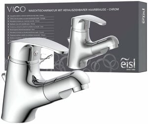 Eisl Badarmatur VICO mit Zugstange, Wasserhahn mit Ablaufgarnitur, Mischbatterie, Chrom