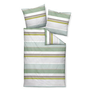 Janine Bettwäsche, Grün, Silber, Olivgrün, Salbeigrün, Textil, Streifen, 200 cm, Textiles Vertrauen - Oeko-Tex®, Oeko-Tex® Made IN Green, bügelfrei, pflegeleicht, atmungsaktiv, hautfreundlich,