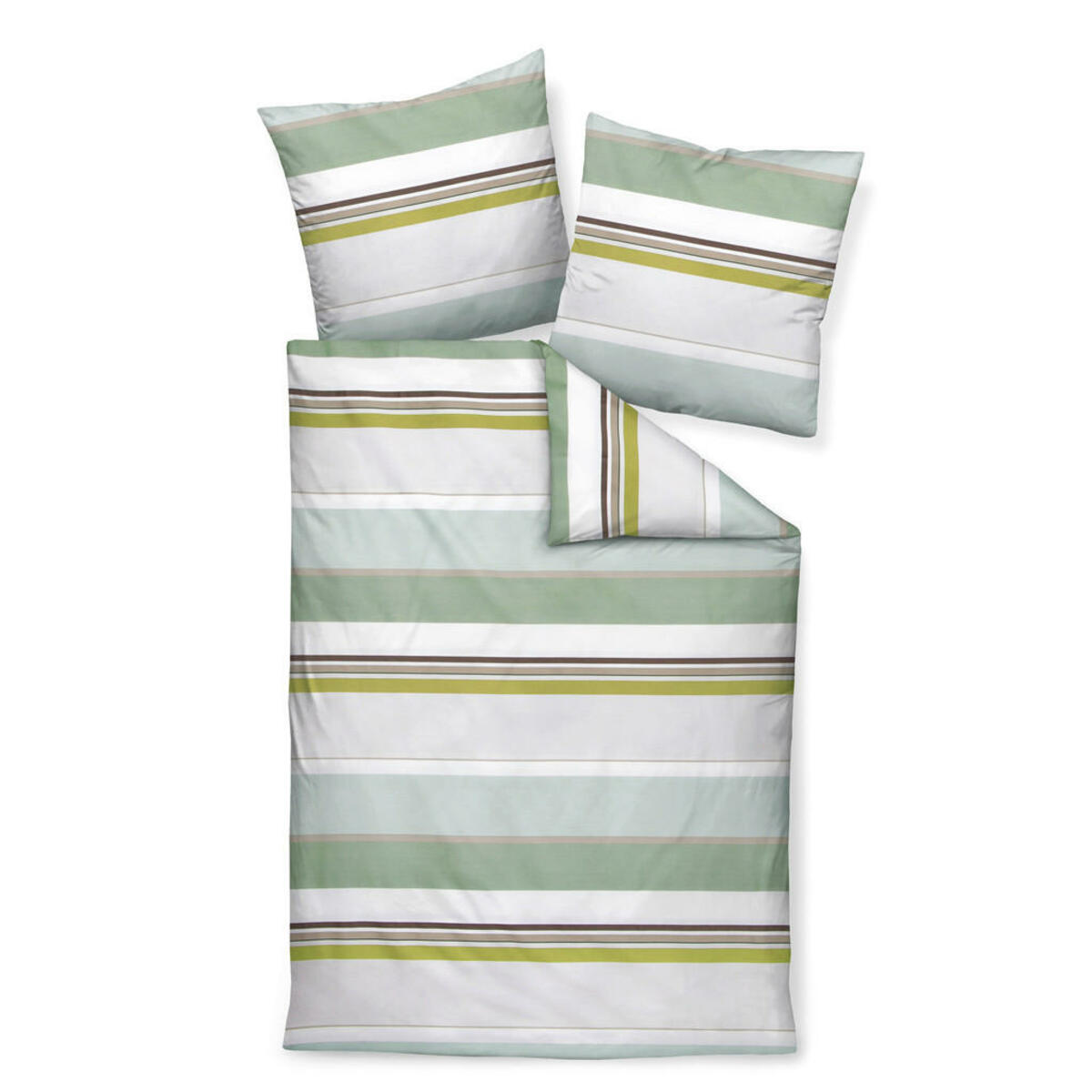 Bild 1 von Janine Bettwäsche, Grün, Silber, Olivgrün, Salbeigrün, Textil, Streifen, 200 cm, Textiles Vertrauen - Oeko-Tex®, Oeko-Tex® Made IN Green, bügelfrei, pflegeleicht, atmungsaktiv, hautfreundlich,