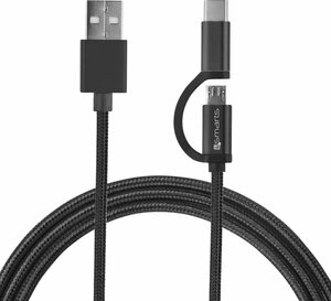 4smarts Micro-USB & USB-C Kabel ComboCord 1m, Textil USB-Ladegerät