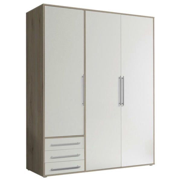 Bild 1 von Livetastic Kleiderschrank, Weiß, Eiche San Remo, Kunststoff, 3 Fächer, 3 Schubladen, 155x194x58 cm, Schlafzimmer, Kleiderschränke, 3- türige Kleiderschränke