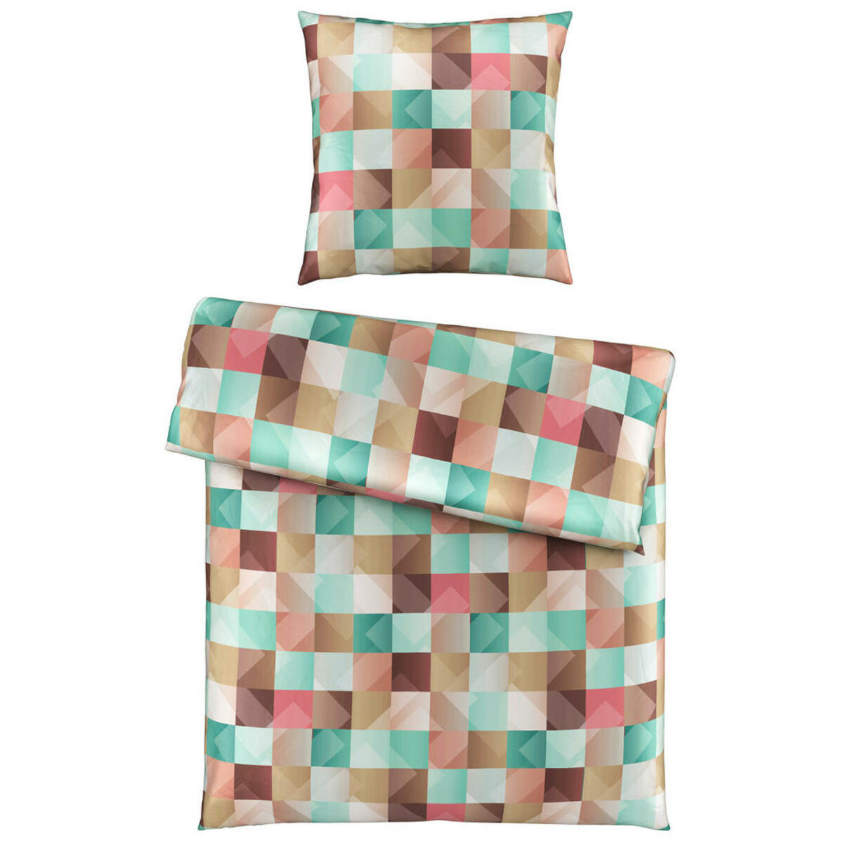 Bild 1 von Novel Bettwäsche Javerdat, Grün, Textil, Karo, 135 cm, atmungsaktiv, schadstoffgeprüft, Schlaftextilien, Bettwäsche, Bettwäsche