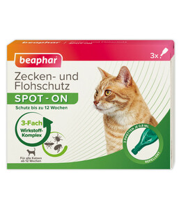 beaphar Zecken- & Flohschutz SPOT-ON für Katzen, 3x0,8 ml
