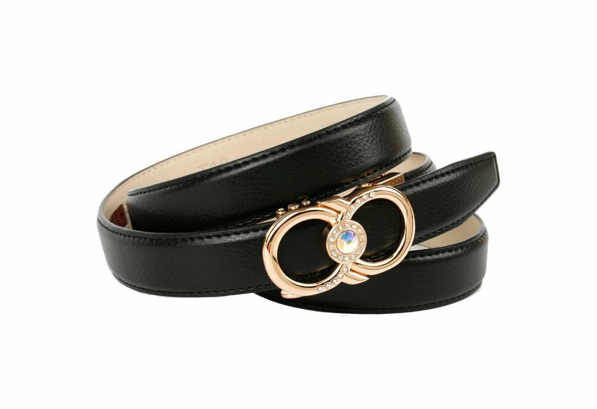 Bild 1 von Anthoni Crown Ledergürtel Femininer Ledergürtel, Schließe mit Glitzersteinen