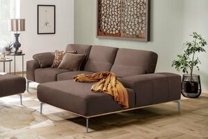 W.SCHILLIG Ecksofa run, mit elegantem Holzsockel, Füße in Silber matt, Breite 279 cm