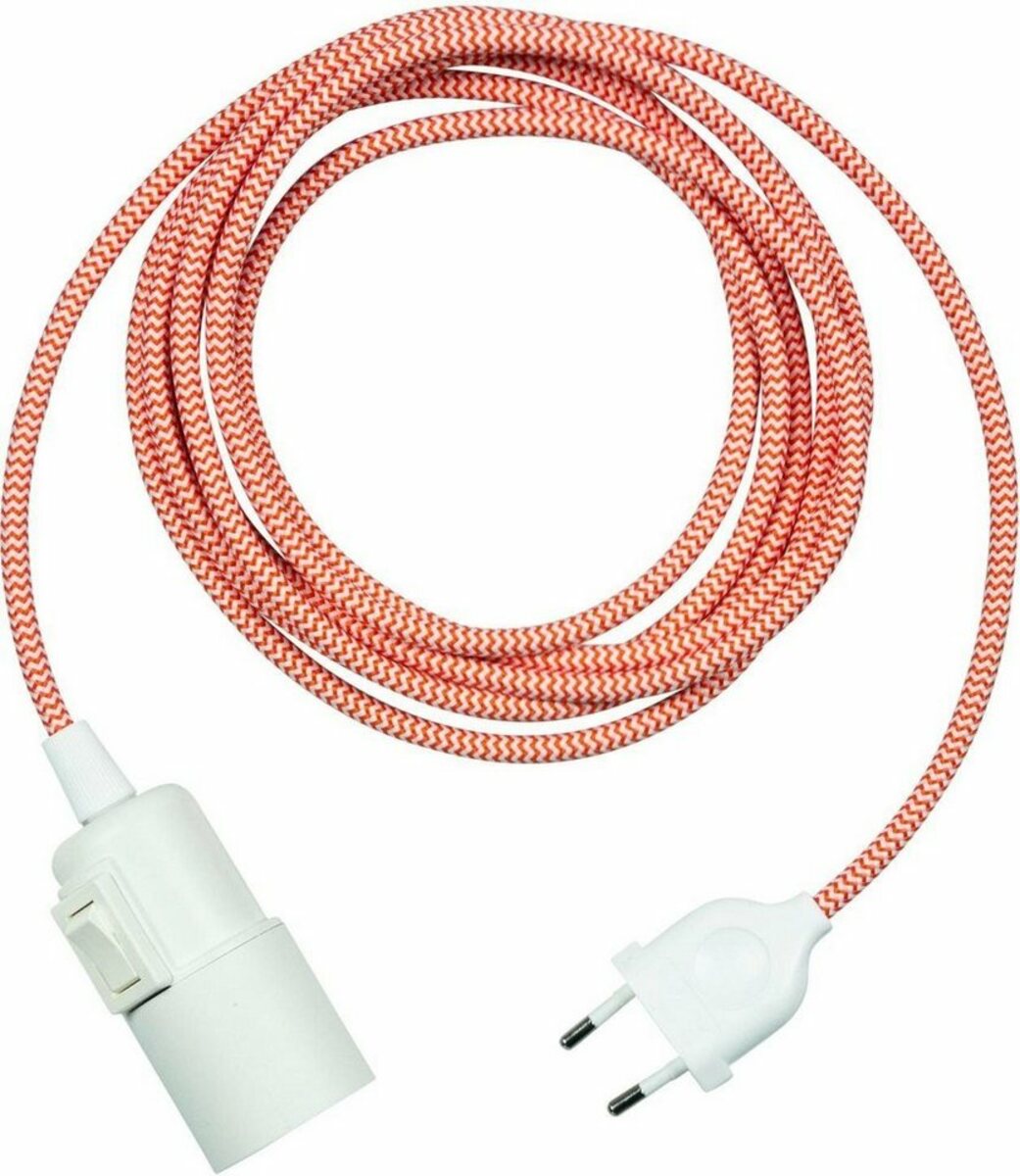 Bild 1 von SEGULA Pendelleuchte, ohne Leuchtmittel, Hängeleuchte weiß, Mit Schalter- 3m Stoffkabel rot