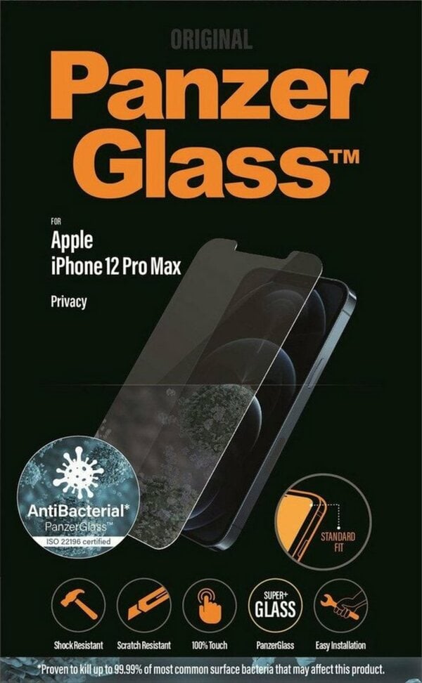 Bild 1 von PanzerGlass iPhone 12 Pro Max Privacy Antibakteriel Std.Fit für Apple iPhone 12 Pro Max, Displayschutzglas, Abgerundete Kanten für eine angenehme Haptik