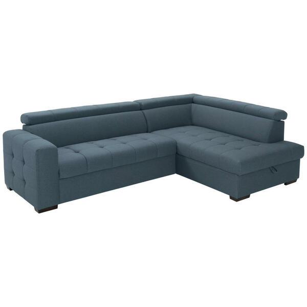 Livetastic Eckschlafsofa Blau Textil Buche Massiv Uni Sitzer