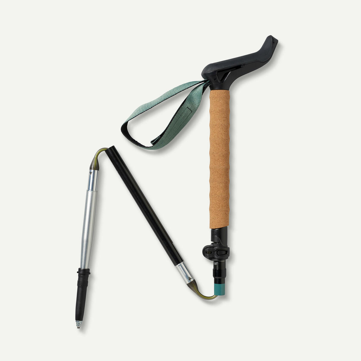 Bild 1 von Wanderstock ultrakompakt ergonomisch einzeln verkauft Trekking - MT900 schwarz Schwarz