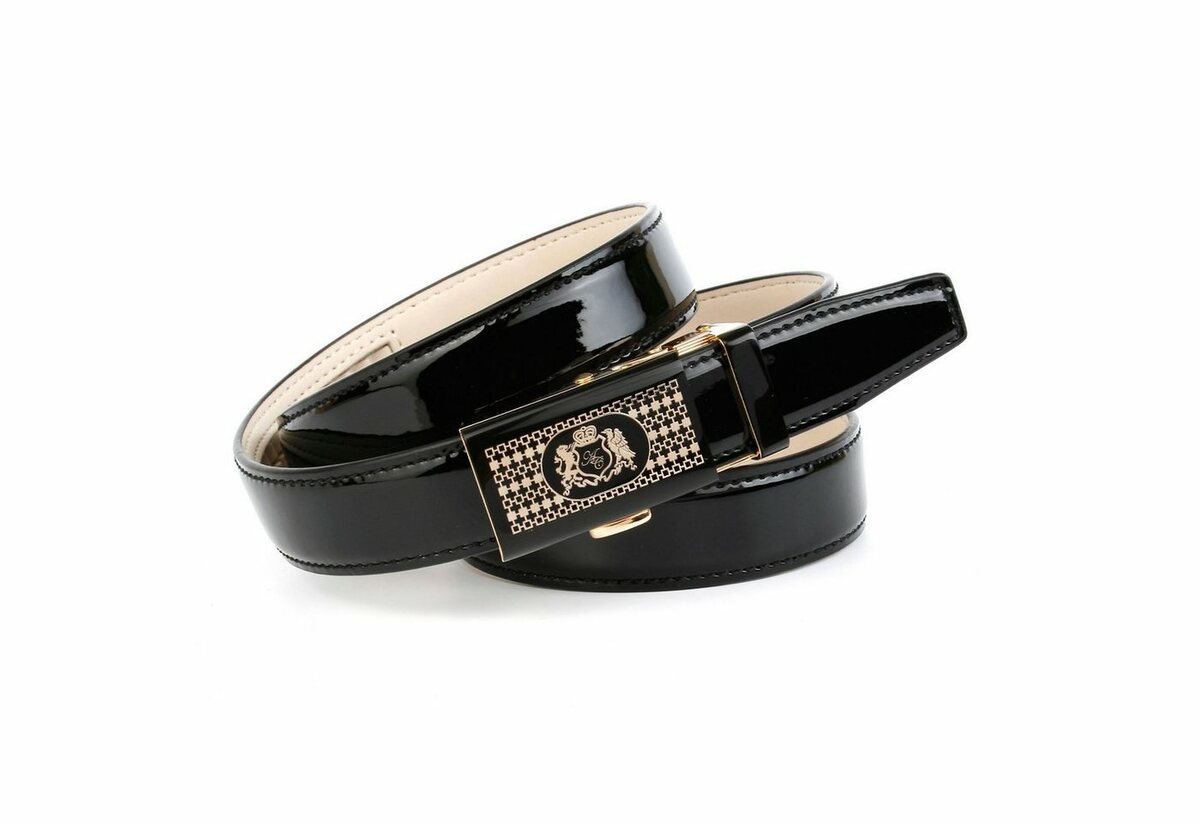 Bild 1 von Anthoni Crown Ledergürtel mit goldfarbener, gemusterter Glas-Schließe