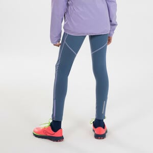 Laufhose lang Tights atmungsaktiv Kiprun Run Dry+ Mädchen denim