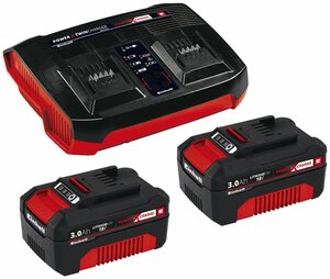 Einhell 2x 3,0Ah & Twincharger Kit Akku Starter-Set (18,0 V, 3 St), inklusive 2 Akkus und Ladegerät