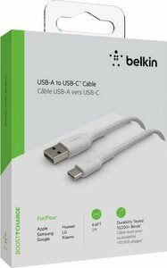 Belkin USB-C/USB-A Kabel ummantelt, 2m USB-Kabel, USB-C, USB Typ A (200 cm)