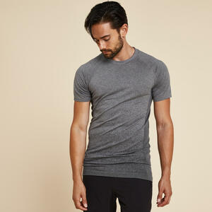 T-Shirt Herren dynamisches Yoga nahtlos - hellgrau Blau|schwarz