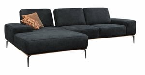 W.SCHILLIG Ecksofa run, mit Holzsockel, Füße in Schwarz pulverbeschichtet, Breite 319 cm