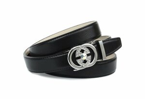 Anthoni Crown Ledergürtel Eleganter Klassiker in schwarz mit Glitzersteinen