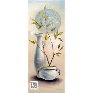 Leinwandbild Blaue Vasen III 27 cm x 77 cm