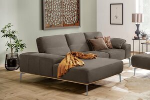 W.SCHILLIG Ecksofa run, mit elegantem Holzsockel, Füße in Silber matt, Breite 279 cm