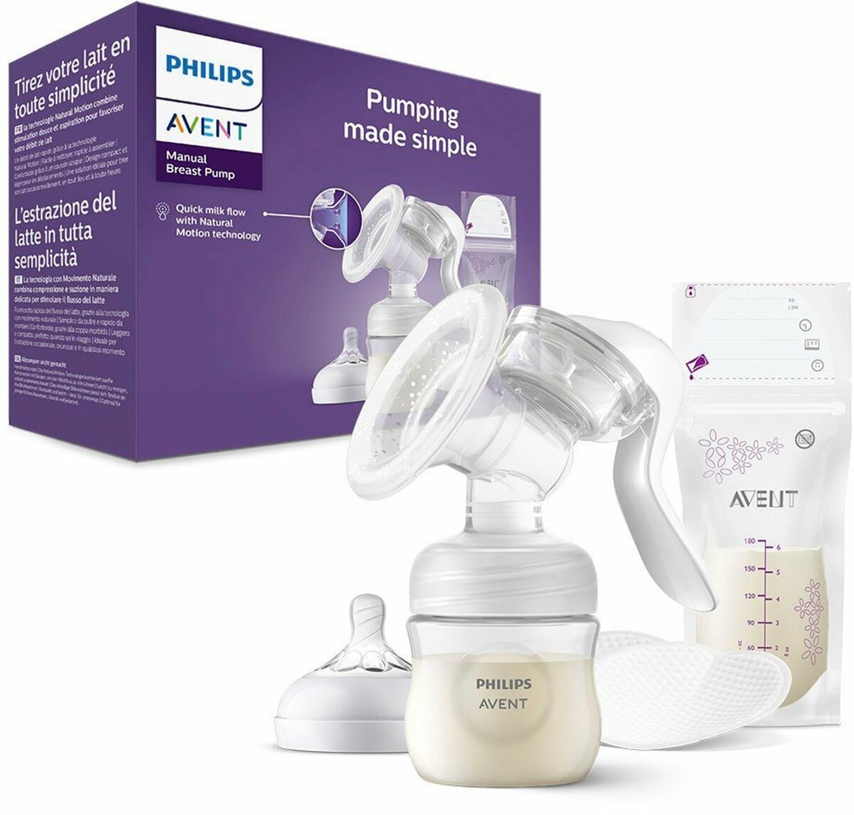 Bild 1 von Philips AVENT Handmilchpumpe SCF430/20, Standardset mit Natural Motion-Technologie