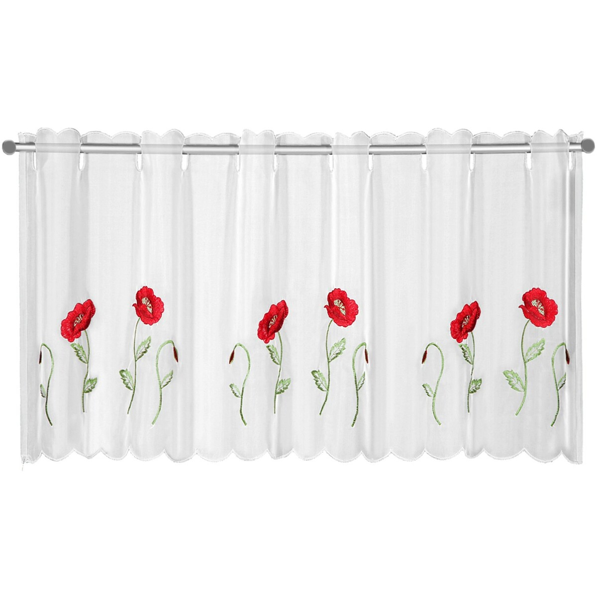 Bild 1 von Bistrogardine Mohnblume Rot 45 cm x 155 cm