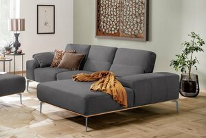 W.SCHILLIG Ecksofa run, mit elegantem Holzsockel, Füße in Silber matt, Breite 279 cm