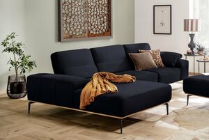 W.SCHILLIG Ecksofa run, mit Holzsockel, Füße in Schwarz pulverbeschichtet, Breite 319 cm