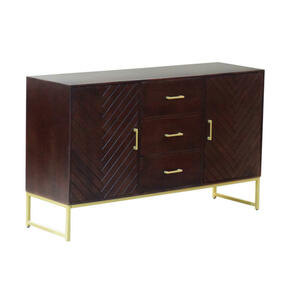 Mid.you Sideboard, Gold, Walnuss, Metall, Mangoholz, Holz, 2 Fächer, 3 Schubladen, 145x85x40 cm, stehend, Schlafzimmer, Schlafzimmer Kommoden