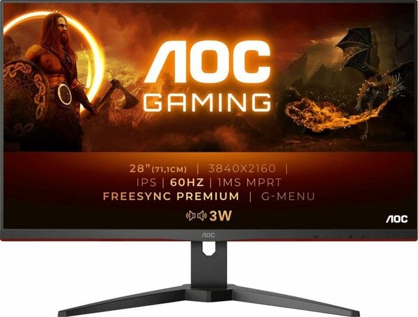 Bild 1 von AOC U28G2AE/BK LED-Monitor (71 cm/28 , 3840 x 2160 px, 4K Ultra HD, 1 ms Reaktionszeit, 60 Hz, IPS)"