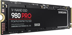 Samsung 980 PRO interne SSD (500 GB) 6900 MB/S Lesegeschwindigkeit, 5000 MB/S Schreibgeschwindigkeit, Playstation 5 kompatibel, PCIe® 4.0 NVMe™, M.2