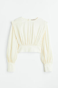 H&M Crêpe-Bluse mit betonten Schultern Cremefarben, Blusen in Größe XXL. Farbe: Cream