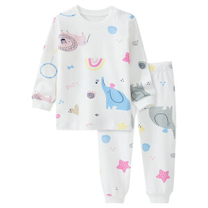 Baby Schlafanzug mit Zirkus-Allover CREMEWEISS / BUNT