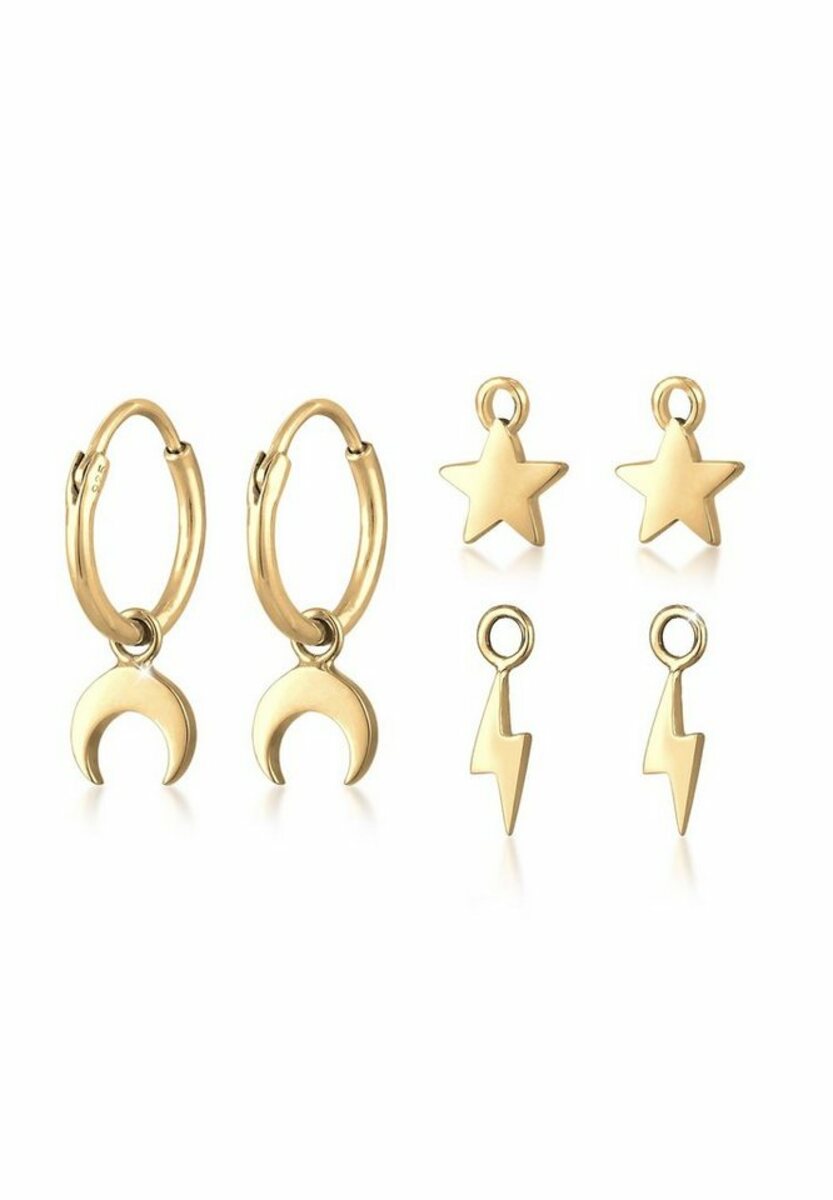 Bild 1 von Elli Paar Creolen Creolen 3-Set Hänger Mond Stern Blitz 925 Silber