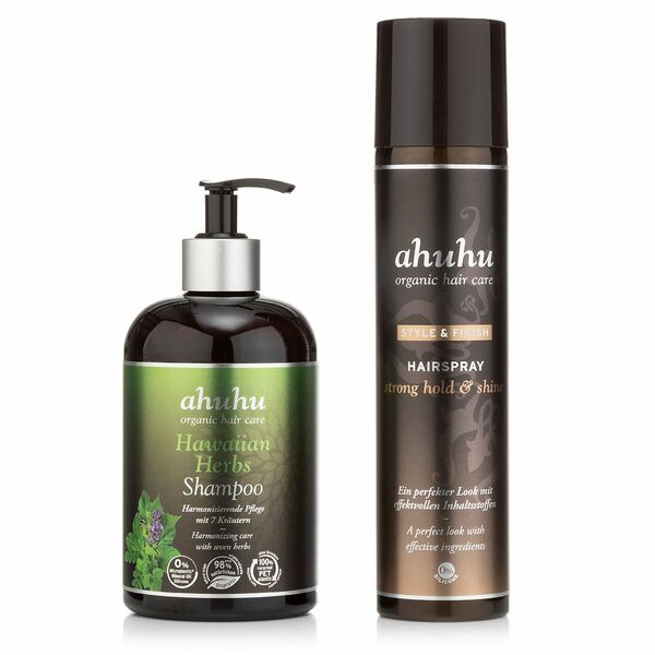 Bild 1 von ahuhu organic hair care Hawaiin Herbs Shampoo 500ml & Hairspray 300ml