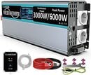 Bild 1 von FLAMEZUM 3500W Reiner Sinus Wechselrichter 12V auf 230V Spannungswandler Power Inverter Konverter mit Fernbedienung LED-Anzeige & 2 EU AC Steckdosen & 2 USB Port für Auto, Wohnwagen, Boot, Camping