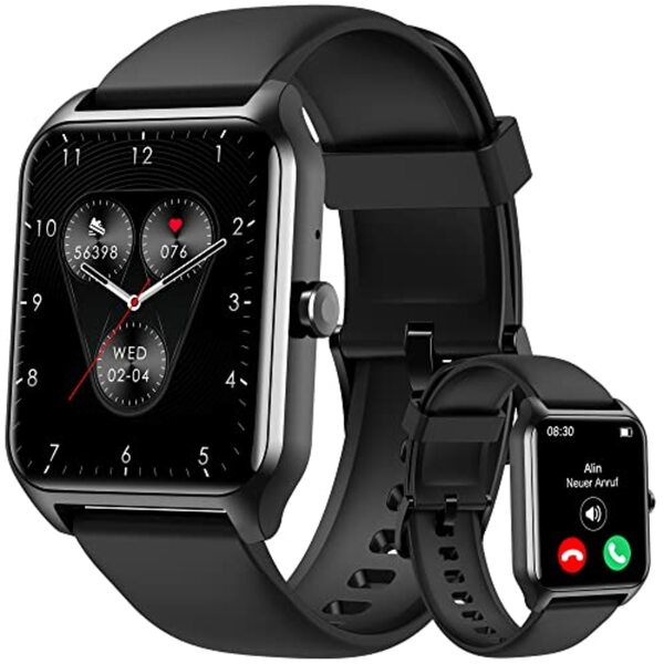 Bild 1 von Smartwatch Damen mit Telefonfunktion 1.8'' Herren Fitness Tracker mit Passwort, Spiele, Herzfrequenz, SpO2, Schlafüberwachung, 100+ Sportmodi, 100 Zifferblätter, Whatsapp Funktion für Android IOS