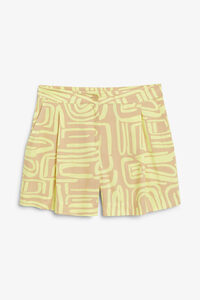 Monki Gelbe Shorts mit hohem Bund und Kritzel-Print Gelber in Größe 40. Farbe: Yellow doodle print