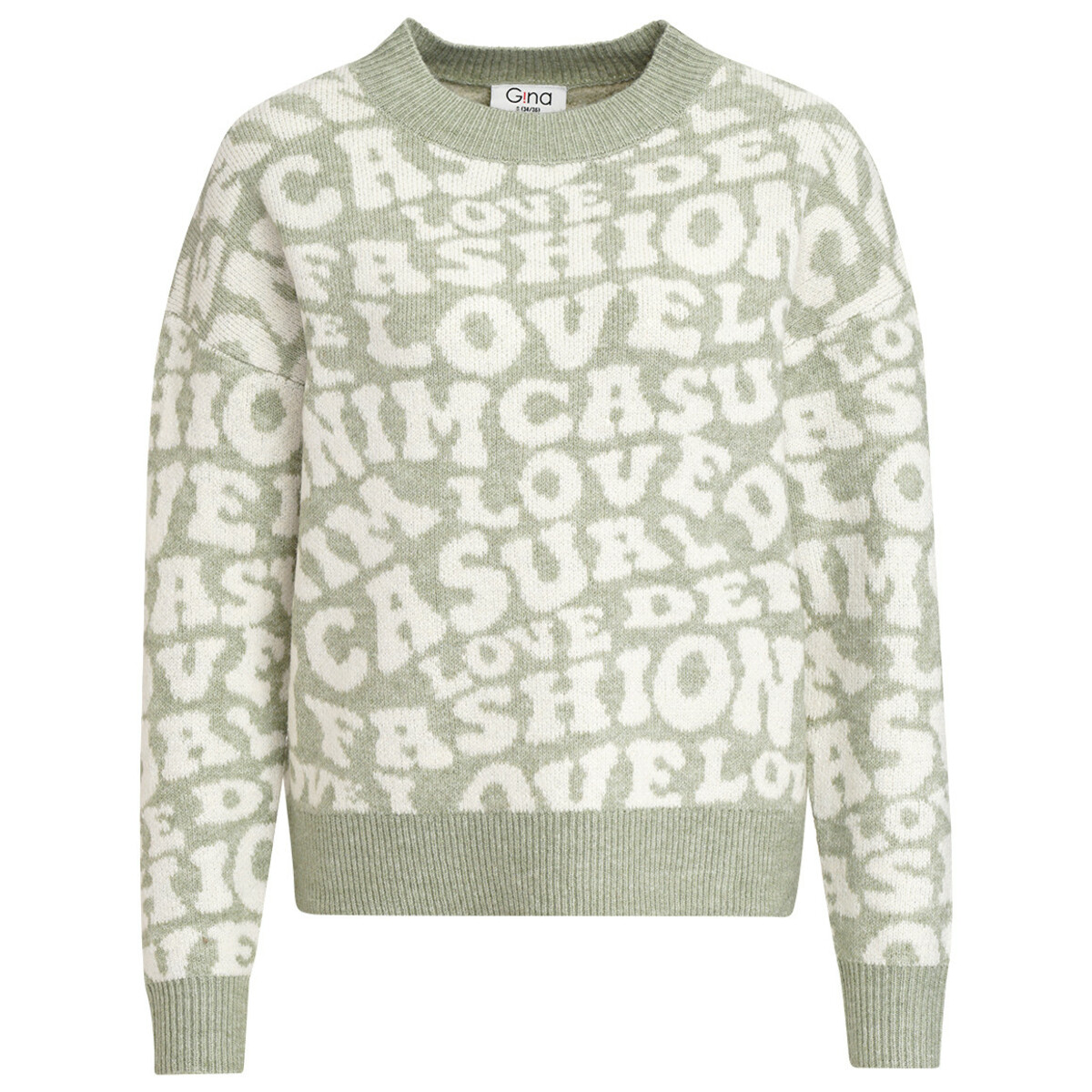 Bild 1 von Damen Strickpullover mit Schriftzügen OLIV / CREME