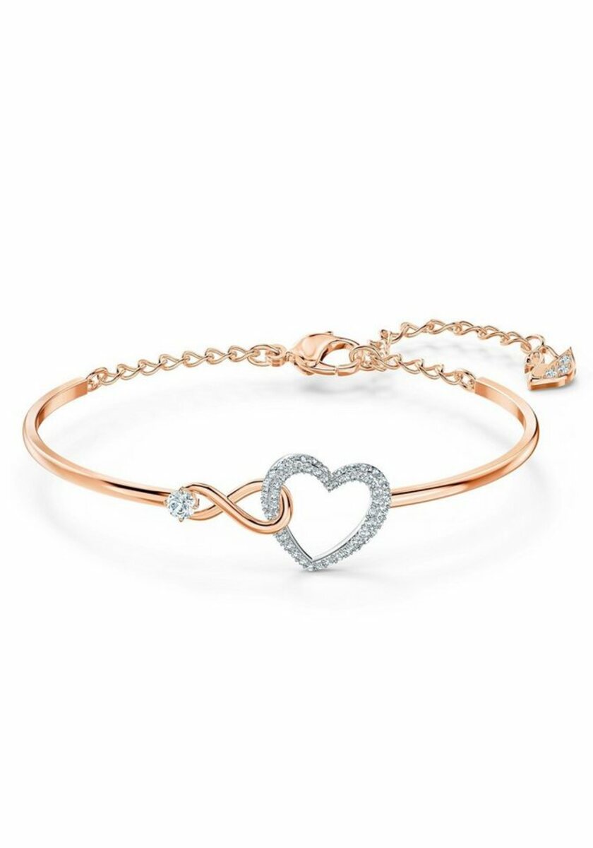 Bild 1 von Swarovski Armreif Herz/Unendlichkeitsschleife, Infinity Heart, weiss, Metallmix, 5518869, mit Swarovski® Kristallen