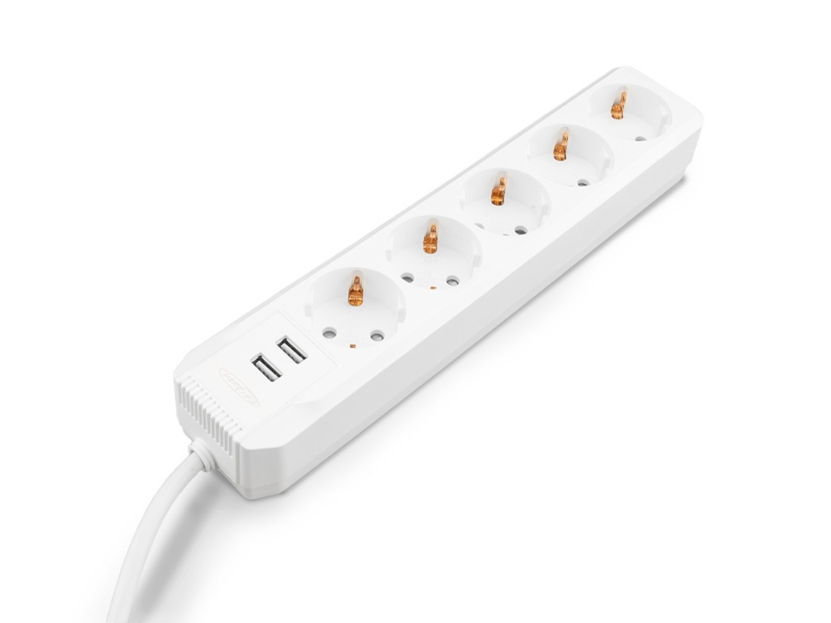 Bild 2 von Caliber HPS2501U Steckdosenleiste 5-fach Weiß Schutzkontakt