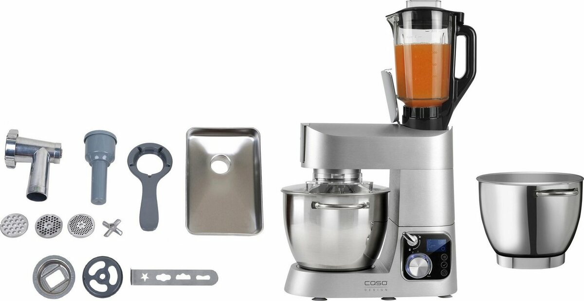 Bild 1 von Caso Küchenmaschine CASO KM 1200 Chef, 1200 W, 6 l Schüssel, inkl. Fleischwolfvorsatz und 2. Edelstahlschüssel.