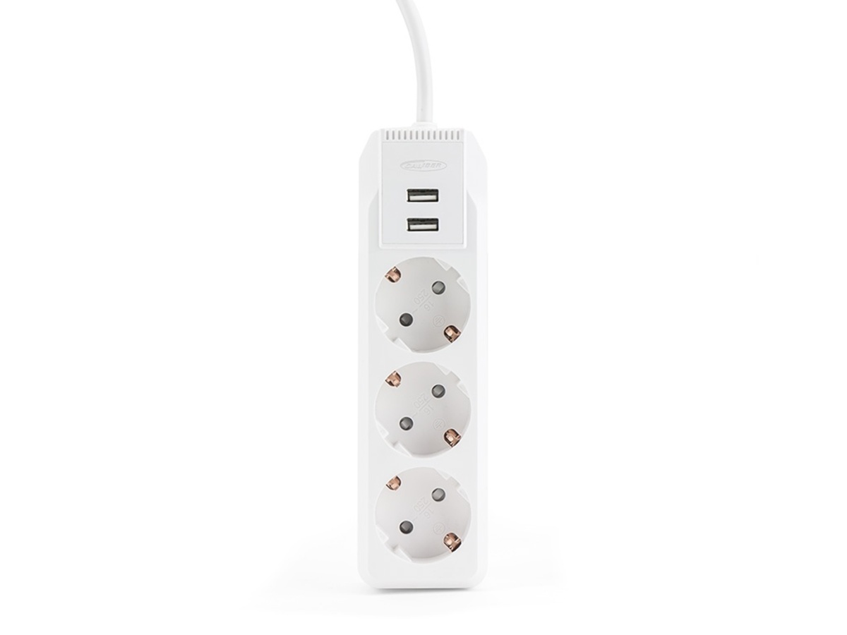 Bild 1 von Caliber HPS2301U Steckdosenleiste 3-fach Weiß Schutzkontakt