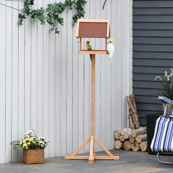 Bild 2 von PawHut Vogelfutterhaus mit Ständer wetterfestes Dach Holz Vogelhaus Futterhaus Vogelständer Spielsta