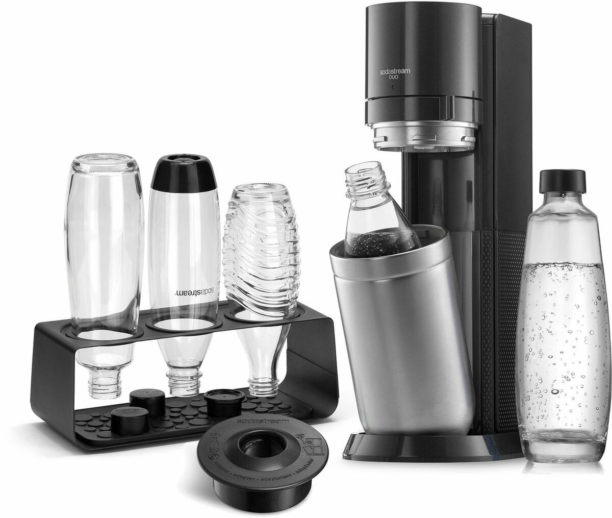 Bild 1 von SodaStream Wassersprudler »DUO« Upgrade + Zubehör, (5-tlg), 1x Wassersprudler DUO Umsteiger (Titan) ohne CO2-Zylinder