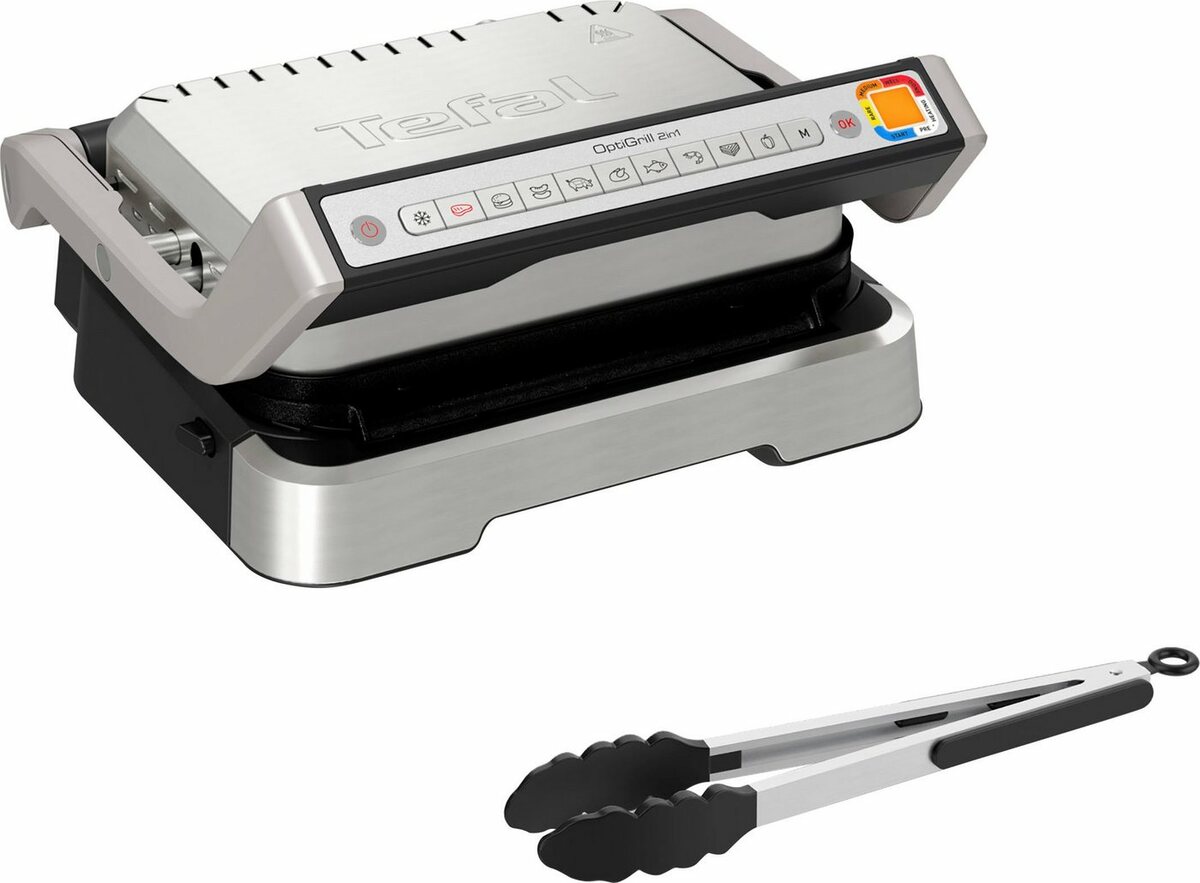 Bild 1 von Tefal Kontaktgrill GC773D OptiGrill 2-in-1 mit Grillzange, 2100 W, intelligenter Grill & BBQ, keine Überwachung, 9 Auto-Programme