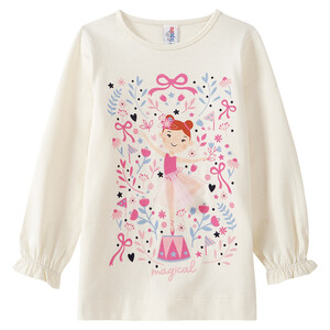 Mädchen Langarmshirt mit Tüll-Applikation CREME