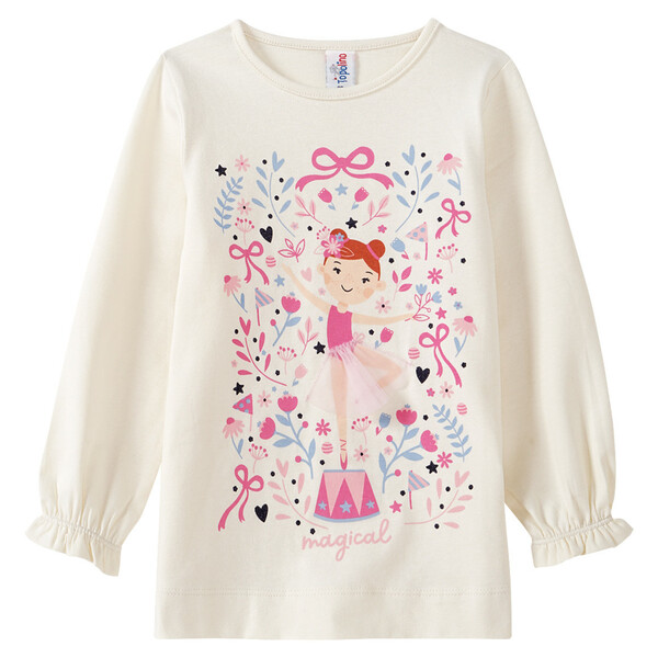 Bild 1 von Mädchen Langarmshirt mit Tüll-Applikation CREME